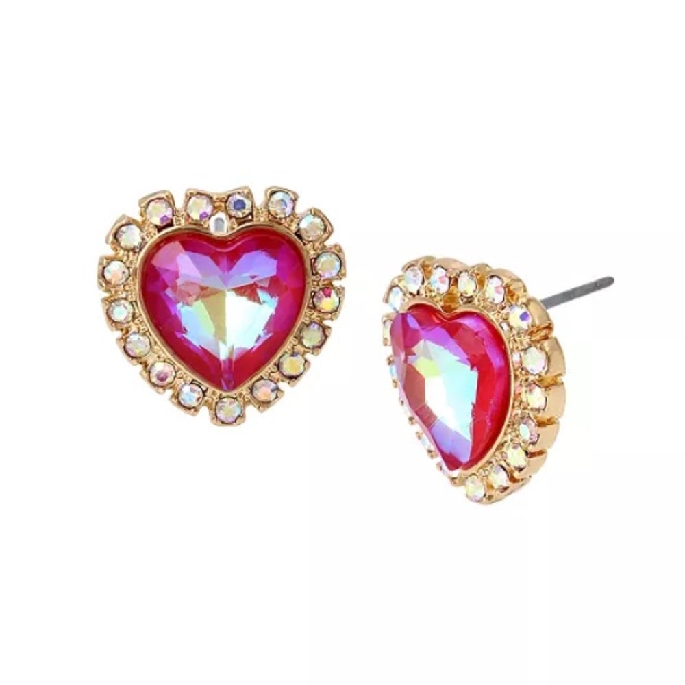 NWT BETSEY JOHNSON Heart Stud Earrings